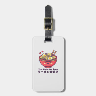 Etiqueta De Bagagem Tigela de Ramen Vermelho Kawaii