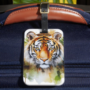Etiqueta De Bagagem Tiger Pastel Flowers Safari Watercolor Savannah