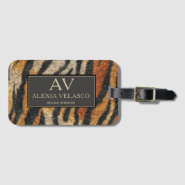 Etiqueta De Bagagem Tiger Print Elegant Wildlife Luxury