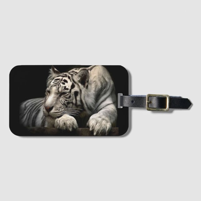 Etiqueta De Bagagem Tigre Branco (Frente Horizontal)