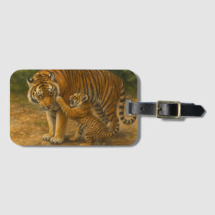 Etiqueta De Bagagem Tigre Tenderness - Pai e Cubo na Floresta