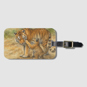 Etiqueta De Bagagem Tigre Tenderness - Pai e Cubo na Floresta