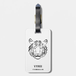 Etiqueta De Bagagem Tigre Tribal Negro e Branco