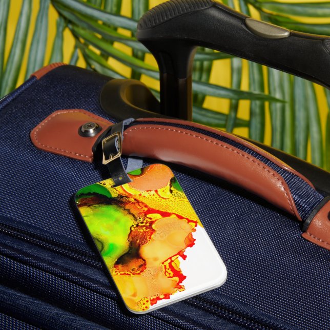 Etiqueta De Bagagem tinta abstrato de álcool verde (Frente Insitu 1)