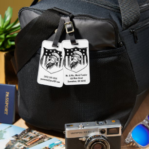 Etiqueta De Bagagem Tio Sam Patriótico Vintage e Bandeira Americana