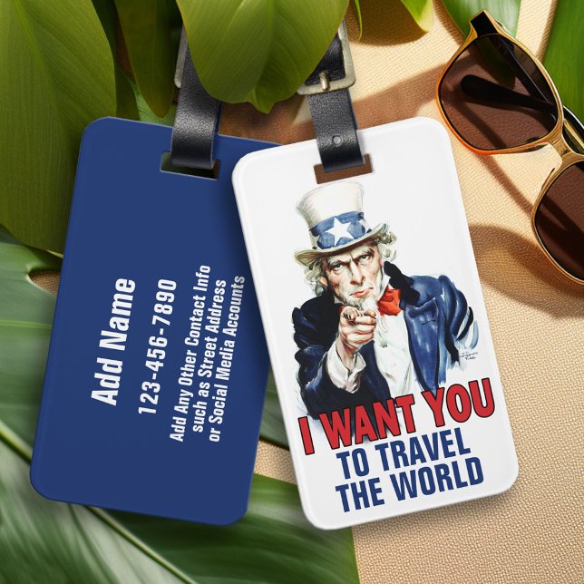 Etiqueta De Bagagem Tio Sam - Quero Que Você Faça Viagem (Custom Luggage Tag)