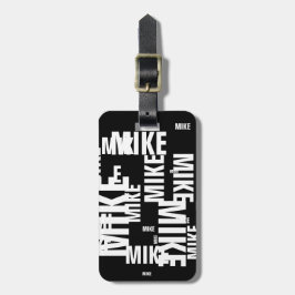 Etiqueta De Bagagem tipografia a preto e branco do nome personalizado