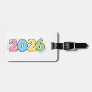Etiqueta De Bagagem Tipografia Cute Bubble 2026 – Pastel Gloss Candy