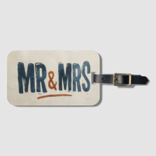 Etiqueta De Bagagem Tipografia de Bloco Vintage "SR & SRA"