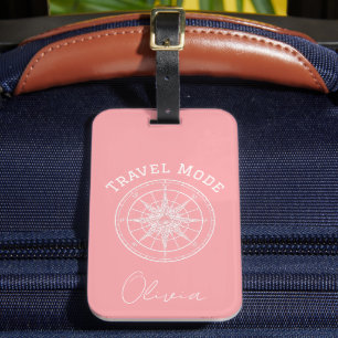 Etiqueta De Bagagem Tipografia de Modo de Viagem, Bússola Vintage, Min