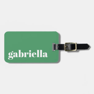 Etiqueta De Bagagem Tipografia Personalizada Nome Verde Fofo e Negrito