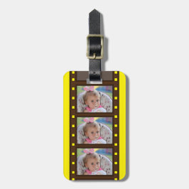 Etiqueta De Bagagem Tira de Filme Retro de Foto Personalizada Amarela