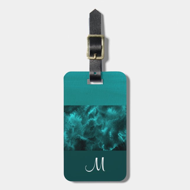 Etiqueta De Bagagem Tiras de Bloco Teal (Frente Vertical)