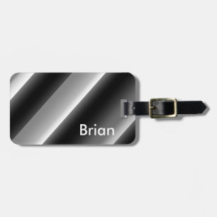 Etiqueta De Bagagem Tiras diagonais negras e brancas impressionantes