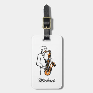 Etiqueta De Bagagem Toca Saxofone Personalizado – Amante da Música