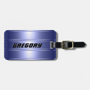 Etiqueta De Bagagem Tons Azuis Metálicos Stripes Padrão 2