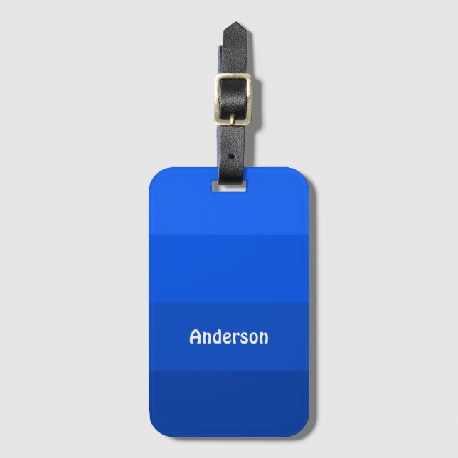 Etiqueta De Bagagem Tons de Azul com Nome (Frente Vertical)