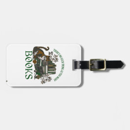 Etiqueta De Bagagem Too Many Books Green Floral Academia Luggage Tag