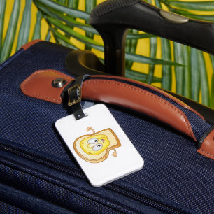 Etiqueta De Bagagem Torrada Feliz Kawaii Fatia de Pão com Manteiga