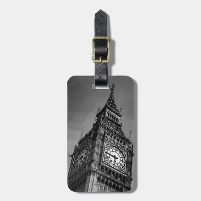 Etiqueta De Bagagem Torre Big Ben Black & White (Frente Vertical)