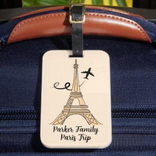 Etiqueta De Bagagem Torre Eiffel Chic Trip em Paris Personalizável