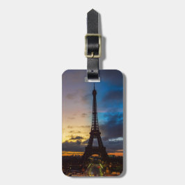 Etiqueta De Bagagem Torre Eiffel de Trocadero durante a noite