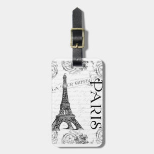 Etiqueta De Bagagem Torre Eiffel em preto e branco