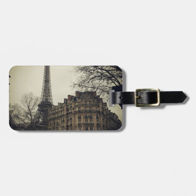 Etiqueta De Bagagem Torre Eiffel Paris Cidade Edifício Arquitetura (Frente Horizontal)