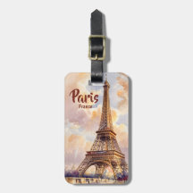 Torre Eiffel Pôr do Sol Aquarela Texto Personaliza
