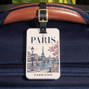 Etiqueta De Bagagem Torre Eiffel Rosa Personalizada Nostálgica Paris F