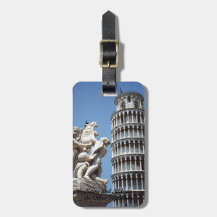 Etiqueta De Bagagem Torre inclinada de Pisa com Estátua de Cherub