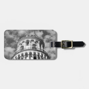 Etiqueta De Bagagem Torre Preta e Branca de Pisa Itália