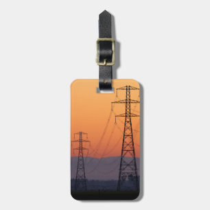 Etiqueta De Bagagem Torres de Energia ao Pôr do Sol