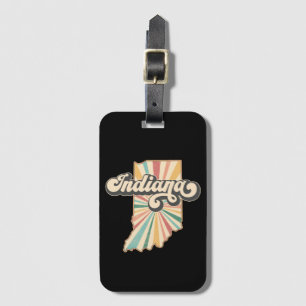 Etiqueta De Bagagem Trabalho de arte do Mapa de Indiana Retroativo   V