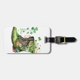 ETIQUETA DE BAGAGEM TRABALHOS VERDES IRLANDESES COM FLORES DE SHAMROCK