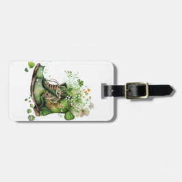 ETIQUETA DE BAGAGEM TRABALHOS VERDES IRLANDESES COM FLORES DE SHAMROCK