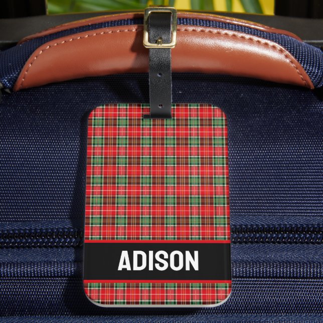 Etiqueta De Bagagem Traditional Christmas Plaid (Frente Insitu 2)