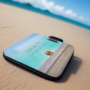 Etiqueta De Bagagem Tranquil Hermit Crab Beach Viagem Aqua Seashell