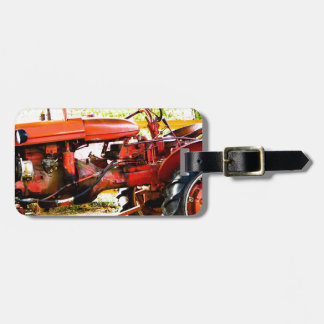 Etiqueta De Bagagem Trator do vermelho do vintage