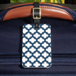 Etiqueta De Bagagem Trellis, Latite, Quatrefoil, de cor branca e Marin