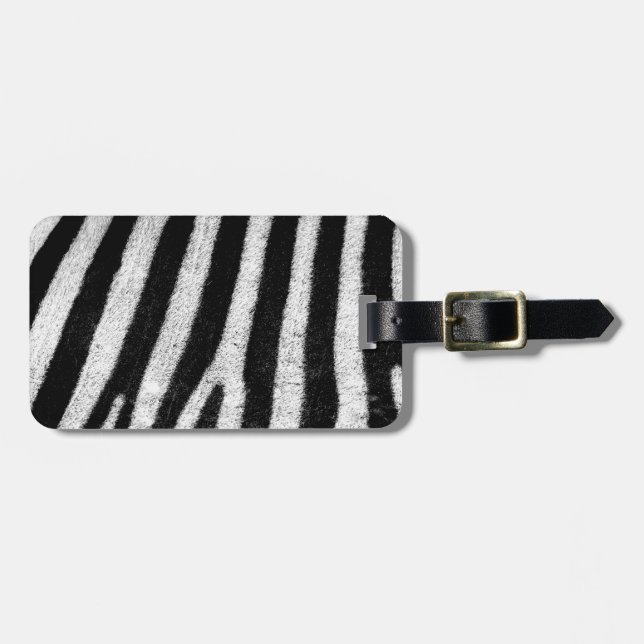 Etiqueta De Bagagem Trendy Black White Zebra Stripes (Frente Horizontal)