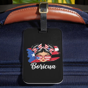 Etiqueta De Bagagem Trendy Boricua Girl Puerto Rico Flag