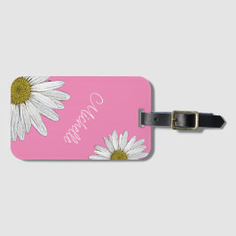 Etiqueta De Bagagem Trendy Daisies Personalizou Girly Pink