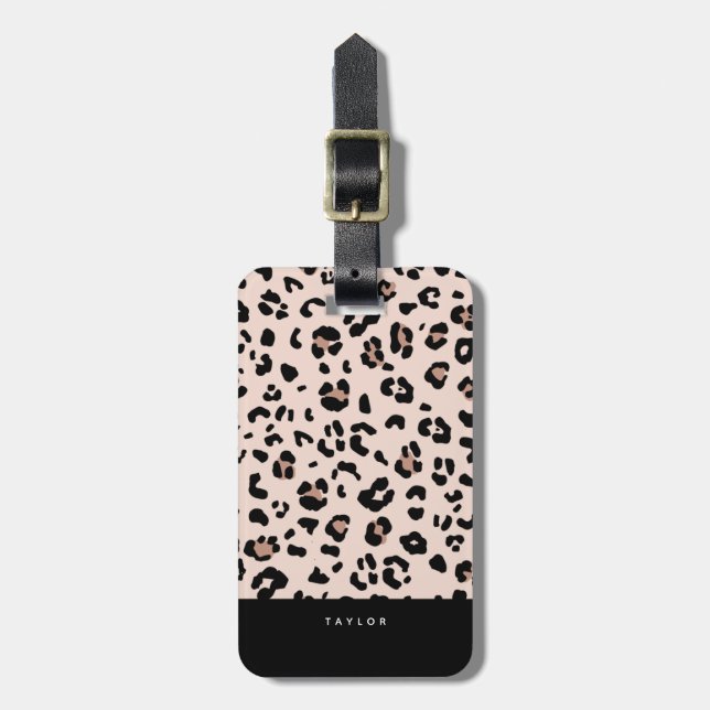 Etiqueta De Bagagem Trendy Leopard Impressão e Nome Personalizado (Frente Vertical)