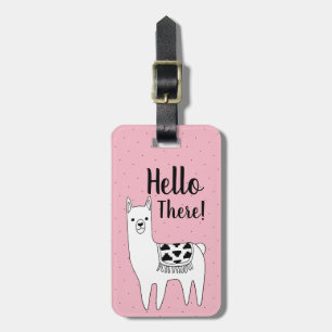 Etiqueta De Bagagem Trendy Llama Sketch & Black Dots Olá Lá!