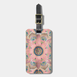 Etiqueta De Bagagem Trendy Metallic Dourado e Pink Mandala Design