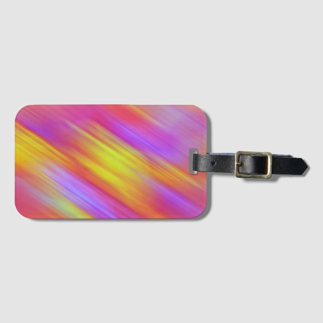Etiqueta De Bagagem Trendy Neon Bright Red Pink Abstrato (Frente Horizontal)