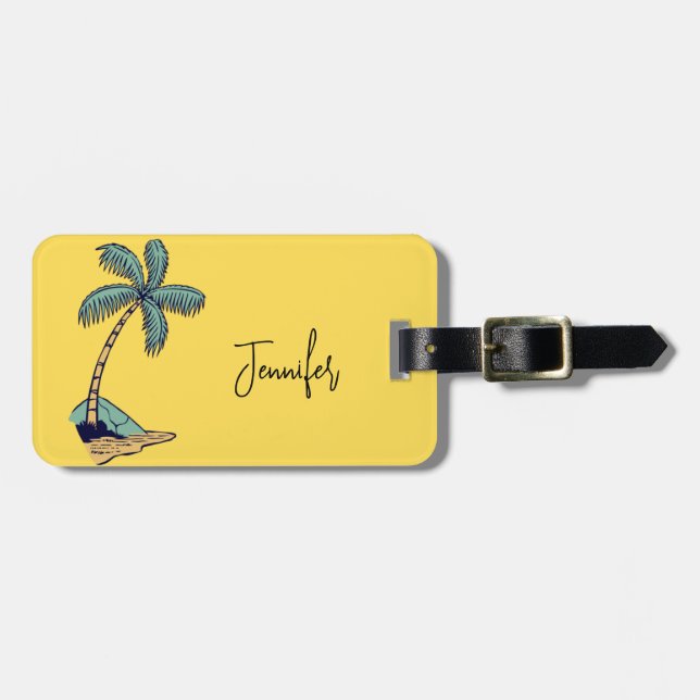 Etiqueta De Bagagem Trendy Palm Tree Vacation (Frente Horizontal)