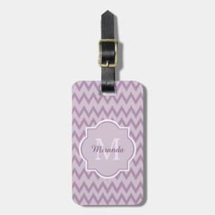Etiqueta De Bagagem Trendy Purple Chevron Zigzag Name e Monograma