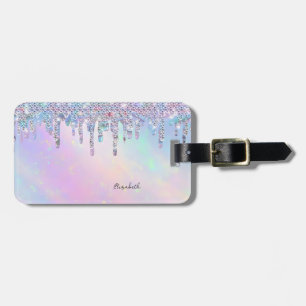Etiqueta De Bagagem Trendy Rainbow Glitter Drives Holographic